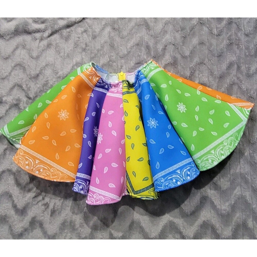 Neon Kisses Womens XS Twirl Mini Skirt Hankerchief Multi Color Y2K Style